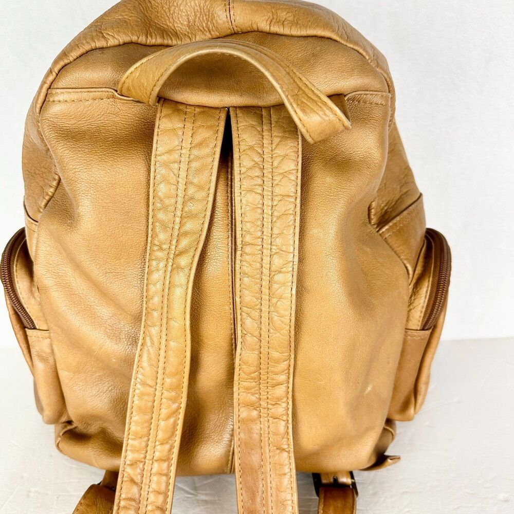 Vintage Sol Leather Backpack Purse Multi Pocket Supple Travel Unisex - Picture 6 of 11